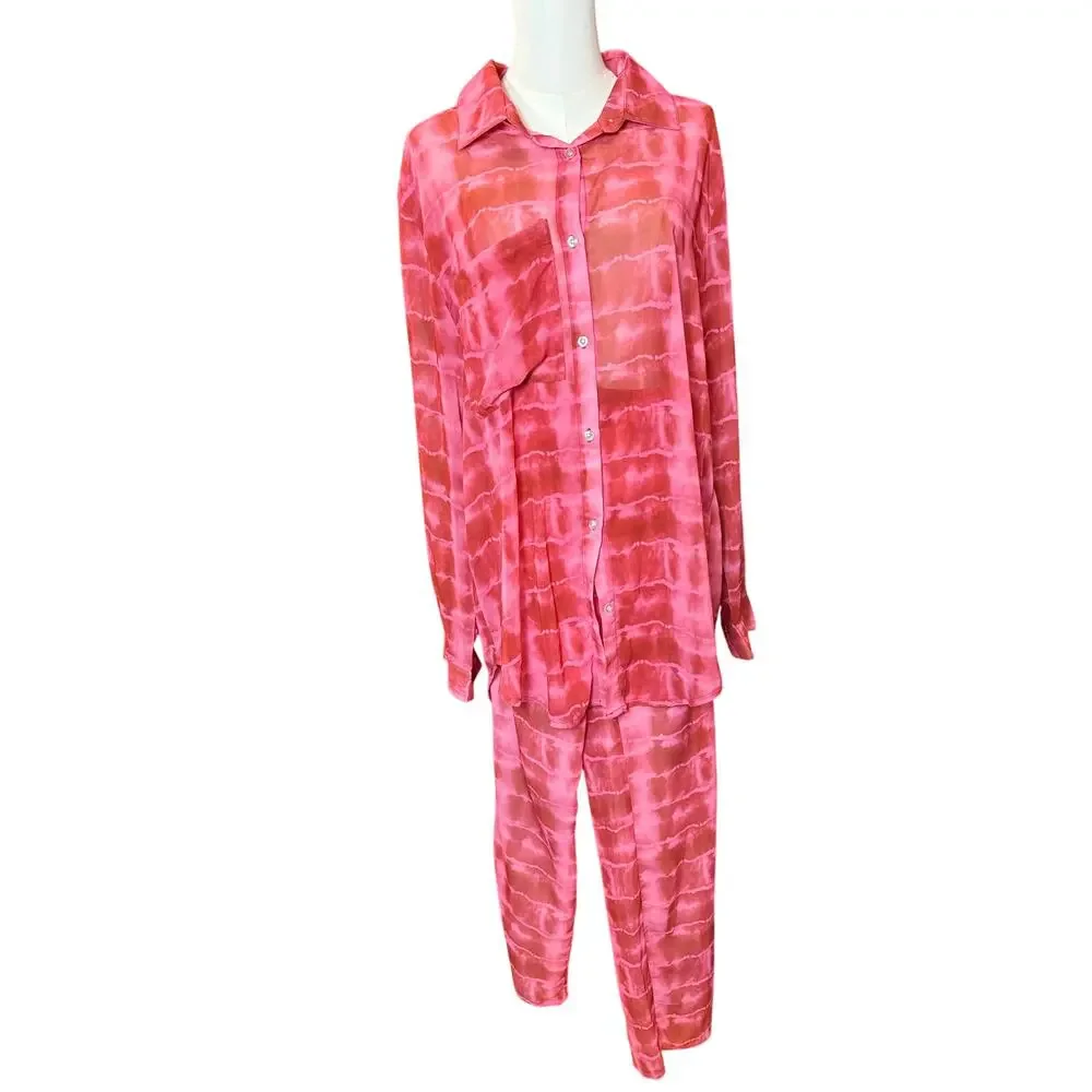 SNDYS. MK Molly King Pink Sheer Outfit Set Women's Size 2 - Picture 1 of 4